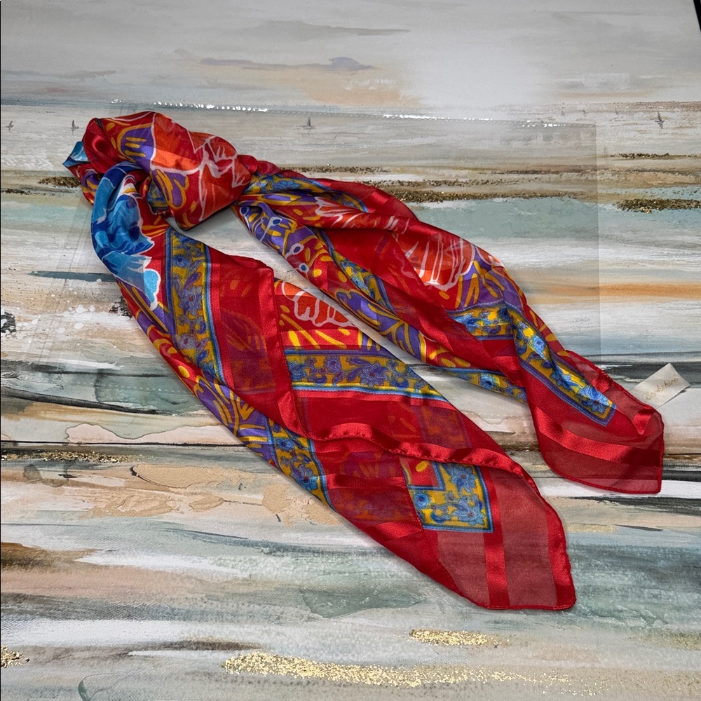 Berkshire Vibrant Red and Blue Square Scarf